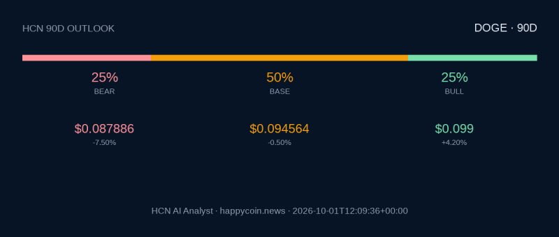 HCN AI Analyst прогнозирует консолидацию Dogecoin на ближайшие 90 дней